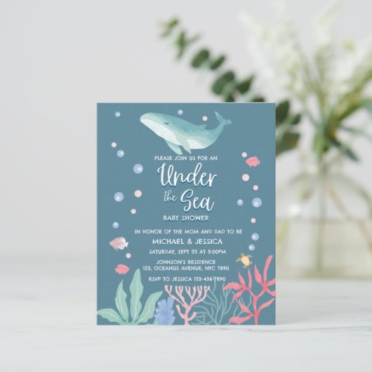 Papier Budget sous l'océan Baby shower de mer Maman Papa (Debout devant)