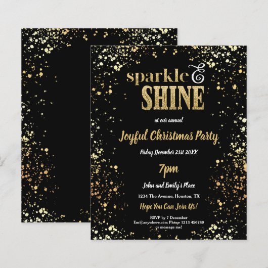 Papier Budget Sparkine Shine Gold Black Christmas Party (Devant / Derrière)