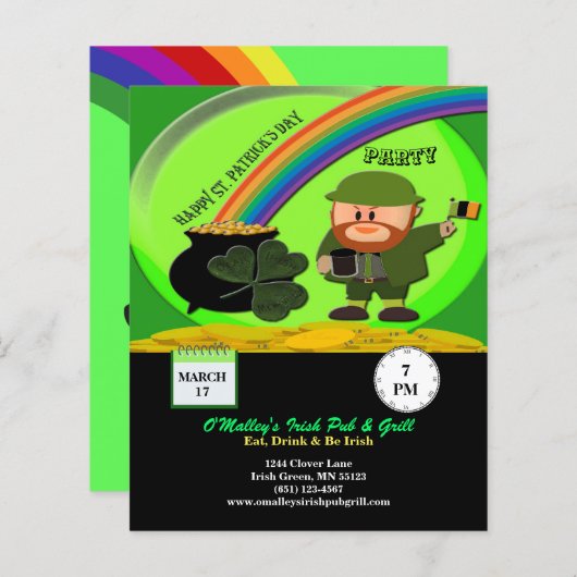 Papier Budget St Patrick's Day Leprechaun, Pot Gold Paper (Devant / Derrière)