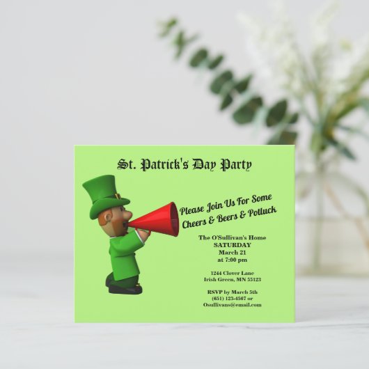 Papier Budget St Patrick's Day Party Potluck Invitation P (Debout devant)