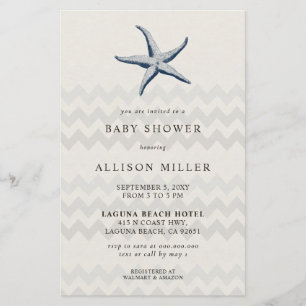Papier Budget Starfish Ocean Baby shower Invitation