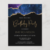 Papier Budget Starry Gold Agate Géode Anniversaire Invita (Devant)