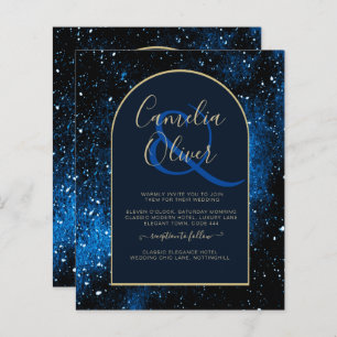 Papier BUDGET Starry Night Marine Blue Gold Wedding INVIT