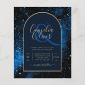Papier BUDGET Starry Night Marine Blue Gold Wedding INVIT (Devant)