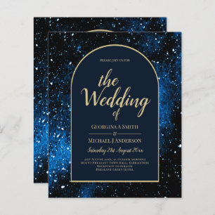 Papier BUDGET Starry Night Marine Blue Gold Wedding INVIT