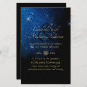 Papier BUDGET Starry Night Marine Gold A9 Mariage Invite (Devant / Derrière)