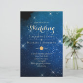 Papier BUDGET Starry Night Marine Gold A9 Mariage Invite (Debout devant)