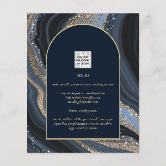 Papier BUDGET Starry Night Marine Gold Agate Mariage INVI (Dos)