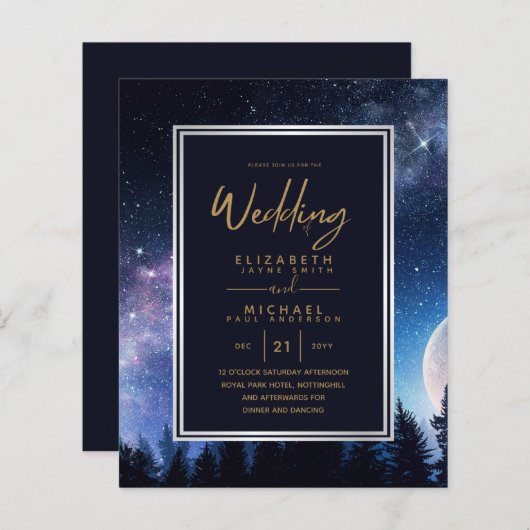 Papier BUDGET Starry Night Marine Gold Moonlight Mariage (Devant / Derrière)