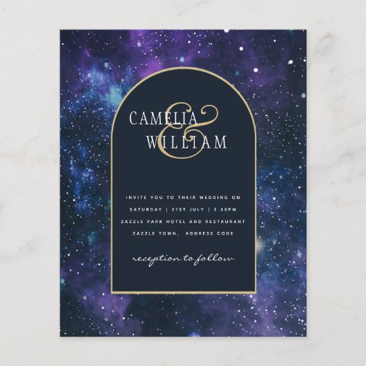 Papier BUDGET Starry Nuit violet bleu mariage INVITE (Devant)