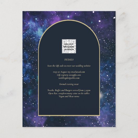 Papier BUDGET Starry Nuit violet bleu mariage INVITE (Dos)