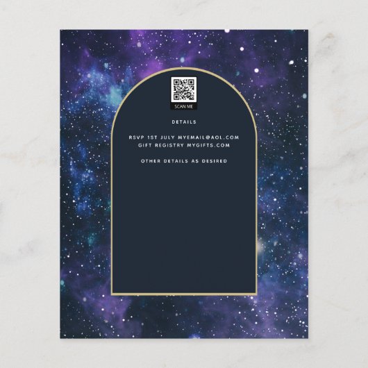 Papier BUDGET Starry Nuit violet bleu mariage INVITE (Dos)