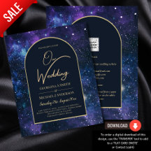 BUDGET Starry Nuit violet bleu mariage INVITE