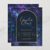 Papier BUDGET Starry Nuit violet bleu mariage INVITE (Devant / Derrière)