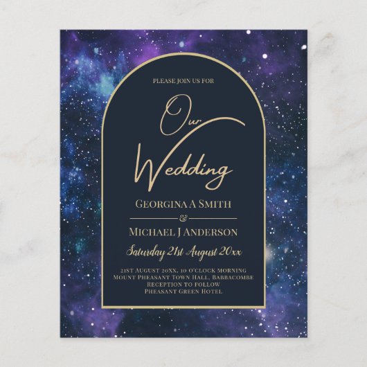 Papier BUDGET Starry Nuit violet bleu mariage INVITE (Devant)