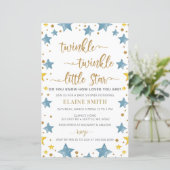 Papier Budget Stars Blue Boy Baby shower Invitation (Debout devant)