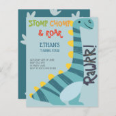 Papier Budget Stomp Chomp Roar Dinosaure Quatre Invitatio (Devant / Derrière)