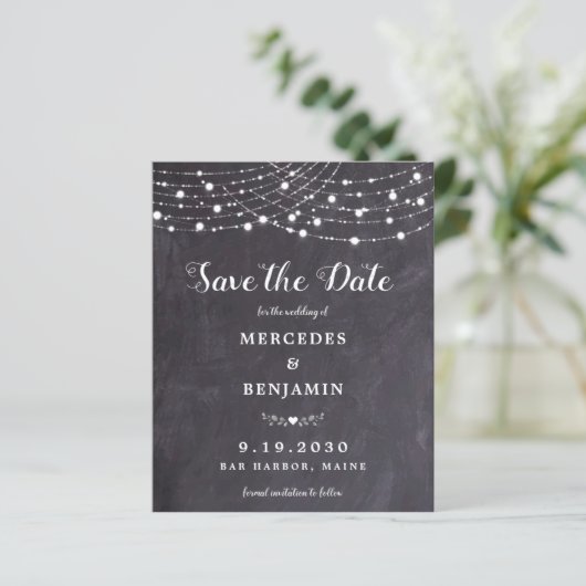 Papier Budget String Lights Slate Wedding Enregistrer La  (Debout devant)