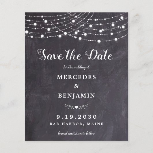 Papier Budget String Lights Slate Wedding Enregistrer La  (Devant)