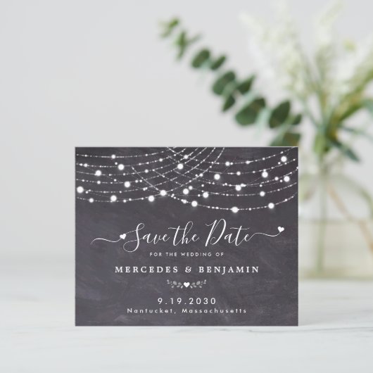 Papier Budget String Lumières Mariage Enregistrer La Date (Debout devant)