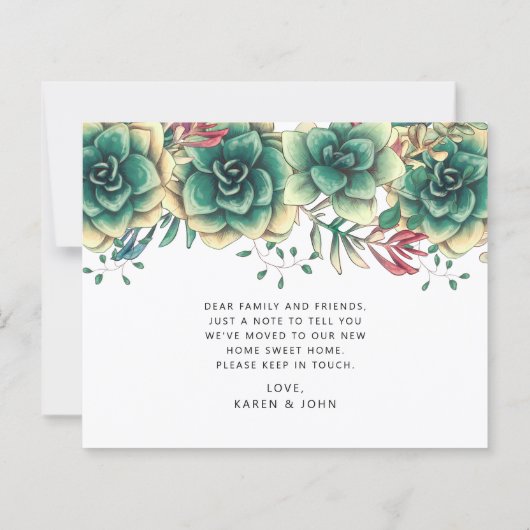 Papier Budget Succulents Poules Poules Moving Faire-part (Dos)