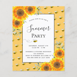 Papier Budget Summer party abeilles tournesols jardin bar
