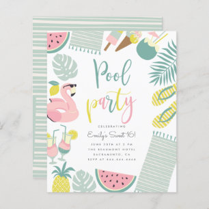 Papier Budget Summer Pool Party Script Sweet 16 Anniversa