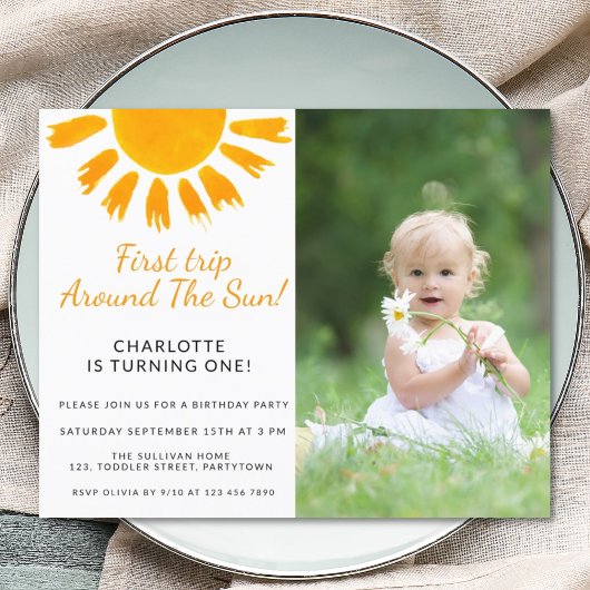 Papier Budget Sun Girl's Photo Anniversaire Fête Invitati