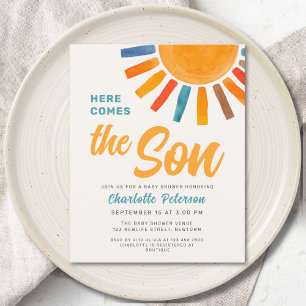 Papier Budget Sun Voici l'Invitation Baby shower du fils