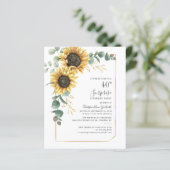 Papier Budget Sunflower 40e anniversaire Invitation de fê (Debout devant)