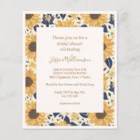 Budget Sunflower Bleu jaune Fête des mariées Invit