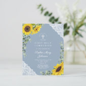 Papier Budget Sunflower Blue Lace Première communion (Debout devant)