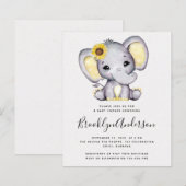 Papier BUDGET Sunflower Elephant Baby shower Invitation (Devant / Derrière)