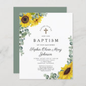 Papier Budget Sunflower Eucalyptus Baptême religieux (Devant / Derrière)