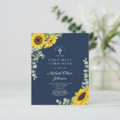 Papier Budget Sunflower Eucalyptus Blue First Communion (Debout devant)