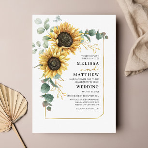 Papier Budget Sunflower Eucalyptus Faire-part de mariage