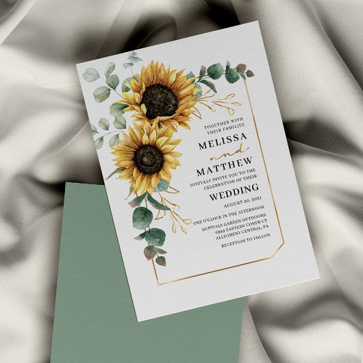 Papier Budget Sunflower Eucalyptus Faire-part de mariage