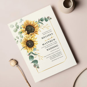 Papier Budget Sunflower Eucalyptus Faire-part de mariage