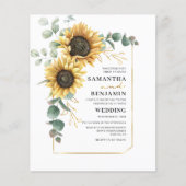 Papier Budget Sunflower Eucalyptus Faire-part de mariage (Devant)