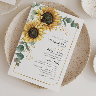 Papier Budget Sunflower Eucalyptus Floral Mariage Invitat
