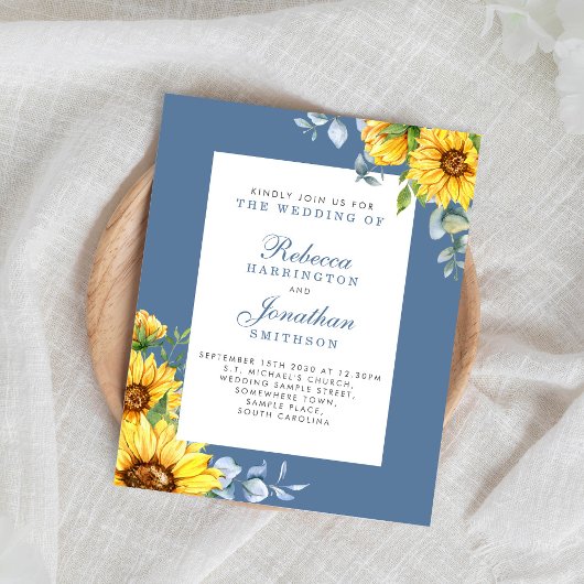 Papier Budget Sunflower Eucalyptus Floral Mariage Invitat
