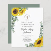 Papier Budget Sunflower Eucalyptus Premier Invitation com (Devant / Derrière)