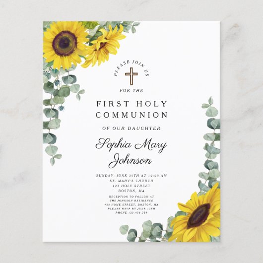 Papier Budget Sunflower Eucalyptus Premier Invitation com (Devant)