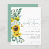 Papier Budget Sunflower Eucalyptus Script Fête des mariée (Devant / Derrière)