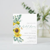 Papier Budget Sunflower Eucalyptus Script Fête des mariée (Debout devant)