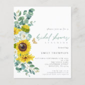 Papier Budget Sunflower Eucalyptus Script Fête des mariée (Devant)