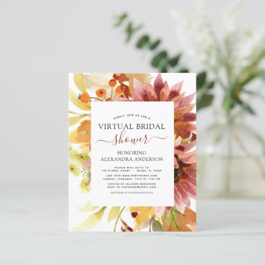 Papier Budget Sunflower Fête des mariées virtuelle Bourgo (Debout devant)