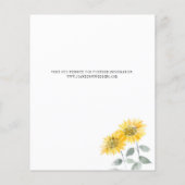 Papier Budget Sunflower Floral Mariage Enregistrer La Dat (Dos)