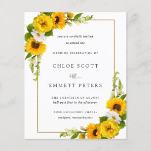 Papier Budget Sunflower Floral Russe Faire-part de mariag