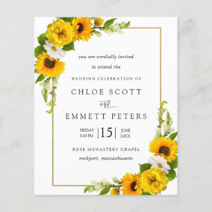 Papier Budget Sunflower Floral Russe Faire-part de mariag